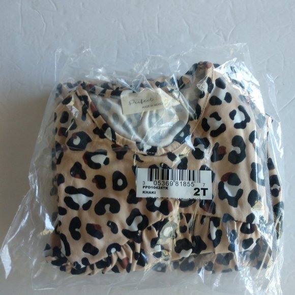 Leopard Print Baby Doll Top With Short Sleeves , Cheetah Top Girls Various NWT - Picture 10 of 16